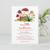 Aquarellwald Picnic Mushroom Kinderdusche Einladung (Stehend Vorderseite)