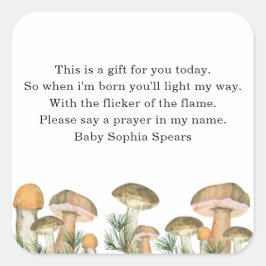 Aquarellwald-Pilz - Gebetskandle-Aufkleber Quadratischer Aufkleber