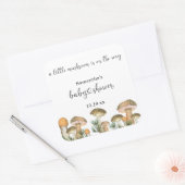 Aquarellwald-Pilze Babydusche Quadratischer Aufkleber (Umschlag)