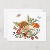 Aquarellwald Pilze, Berries, Acorne Postkarte (Vorne/Hinten)