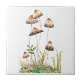 Aquarellwald-Pilze Fliese (Vorderseite)