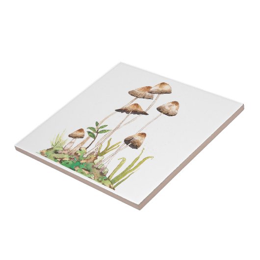 Aquarellwald-Pilze Fliese (Seite)