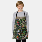 Aquarellwald Pilze Moss Muster Name Ap Schürze (Getragen)