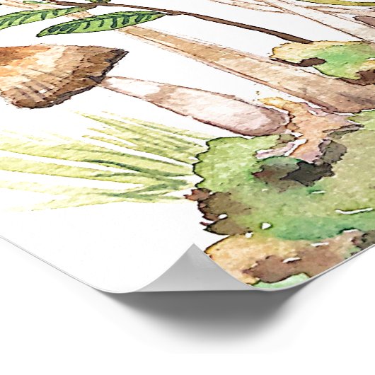 Aquarellwald-Pilze Poster (Ecke)