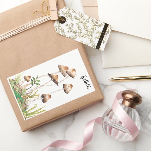 Aquarellwald-Pilze Rechteckiger Aufkleber (Schenken)