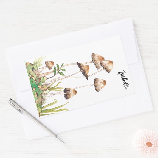 Aquarellwald-Pilze Rechteckiger Aufkleber (Umschlag)