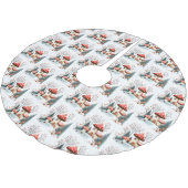 Aquarellwald-Pilze verzauberter Wald Polyester Weihnachtsbaumdecke (Schrägansicht)