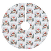 Aquarellwald-Pilze verzauberter Wald Polyester Weihnachtsbaumdecke (Vorderseite)