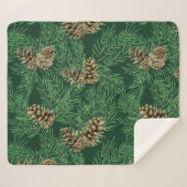 Aquarellwald Pine Needles Bäume Natur Sherpadecke (Vorderseite (Horizontal))