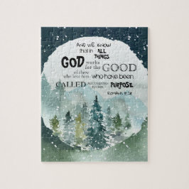 Aquarellwald Römer 8:28 Bibelverse Puzzle