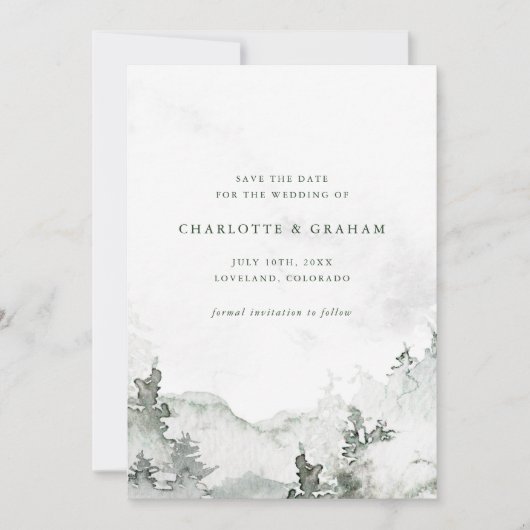 Aquarellwald Save The Date (Vorderseite)