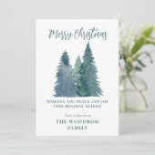 Aquarellwald Schnee Frohe Weihnachtsfeiertage Feiertagskarte (Stehend Vorderseite)