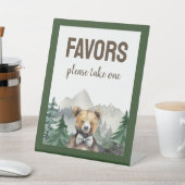 Aquarellwald, Teddy Bear, Baby Dusche Gefallen Sockelschild (In SItu)