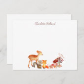 Aquarellwald Tierblumentiere Personalisiert Mitteilungskarte (Vorne/Hinten)