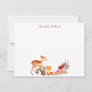 Aquarellwald Tierblumentiere Personalisiert Mitteilungskarte