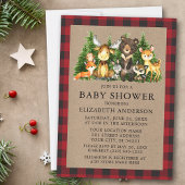 Aquarellwald Tiere Rustikale Babydusche Einladung