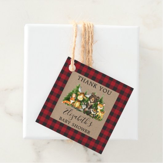 Aquarellwald Tiere Rustikale Babydusche Geschenkanhänger (Beispiel)