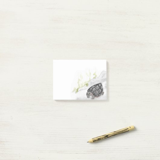 Aquarellwald Waldschildkröte Post-it Klebezettel (Auf Schreibtisch)