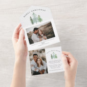 Aquarellwald Weihnachten Foto Save the Date All In One Einladung (Abreißen)