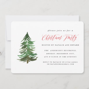 Aquarellwald Weihnachtsfeiertage Party Einladung. Feiertagskarte