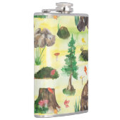 Aquarellwaldbär mit Bärenkuppe Flachmann (Rechts)