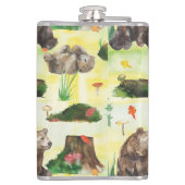 Aquarellwaldbär mit Bärenkuppe Flachmann (Rückseite)