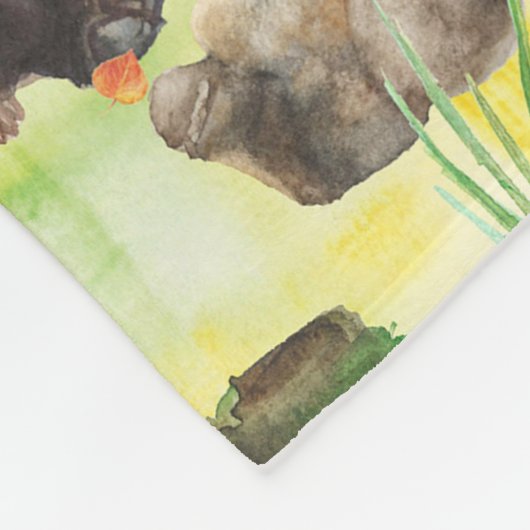 Aquarellwaldbär mit Bärenkuppe Fleecedecke (Ecke)