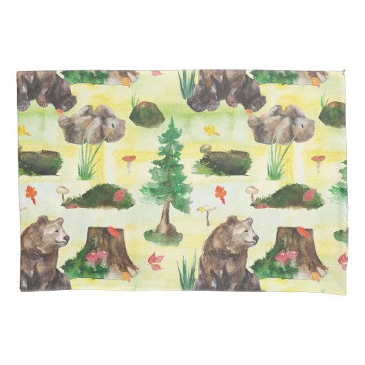 Aquarellwaldbär mit Bärenkuppe Kissenbezug (Vorderseite)