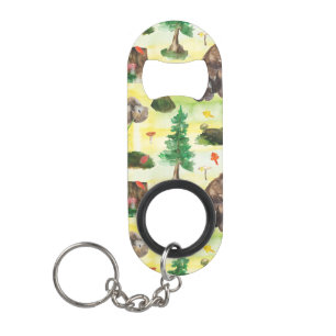 Aquarellwaldbär mit Bärenkuppe Mini Flaschenöffner