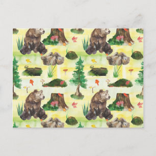 Aquarellwaldbär mit Bärenkuppe Postkarte