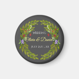 Aquarellwaldbeeren und Pilze Hochzeitskrieg Magnet