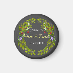 Aquarellwaldbeeren und Pilze Hochzeitskrieg Magnet