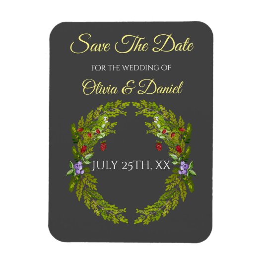 Aquarellwaldbeeren und Pilze Hochzeitskrieg Magnet (Vertikal)