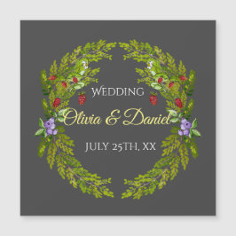 Aquarellwaldbeeren und Pilze Hochzeitskrieg Magnetkarte