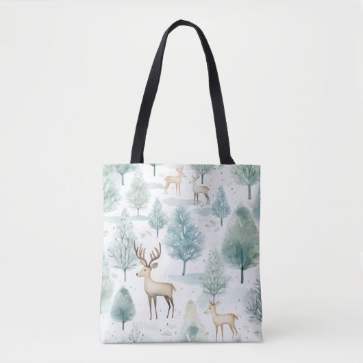 AquarellwaldHirsch im Winter - Wald Weihnachten Tasche (Vorderseite)