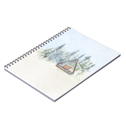 Aquarellwaldkabine Zuhause Notizblock (Linke Seite)