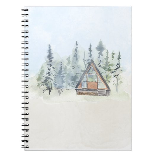 Aquarellwaldkabine Zuhause Notizblock (Vorderseite)