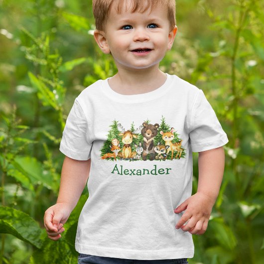 Aquarellwaldtierbäume Baby T-shirt