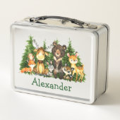 Aquarellwaldtierbäume Metall Brotdose (Rückseite)