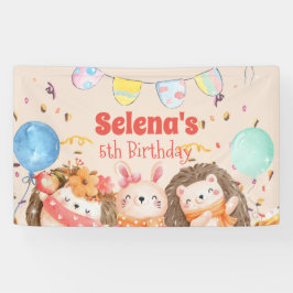 Aquarellwaldtiere Kind Geburtstag Banner
