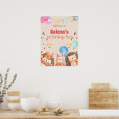 Aquarellwaldtiere Kinder begrüßen Poster (Küche)