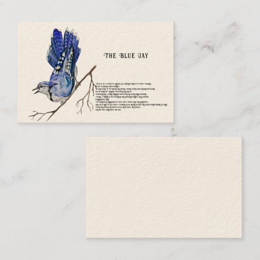 Aquarellwaldvogel Blue Jay Visitenkarte (Vorne/Hinten)