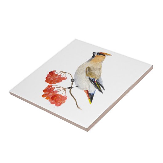 Aquarellwaldvogel wächst fliese (Seite)