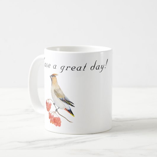 Aquarellwaldvogel wächst kaffeetasse (Vorderseite Links)