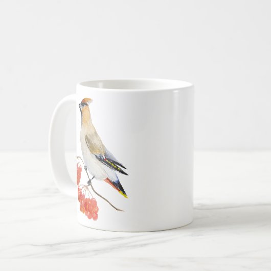 Aquarellwaldvogel wächst kaffeetasse (Vorderseite Links)