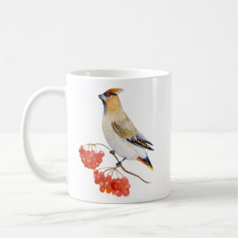Aquarellwaldvogel wächst kaffeetasse