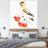 Aquarellwaldvogel wächst leinwanddruck (Insitu (Schlafzimmer))
