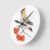 Aquarellwaldvogel wächst runde wanduhr (Winkel)