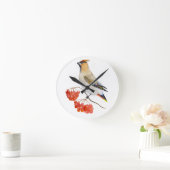 Aquarellwaldvogel wächst runde wanduhr (Zuhause)