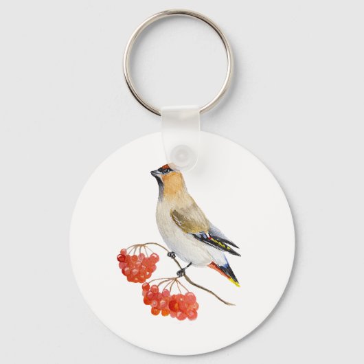 Aquarellwaldvogel wächst schlüsselanhänger (Vorderseite)